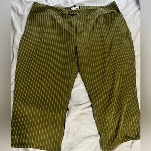 Fashion Nova Olive Striped Trousers (SIZE 3X)